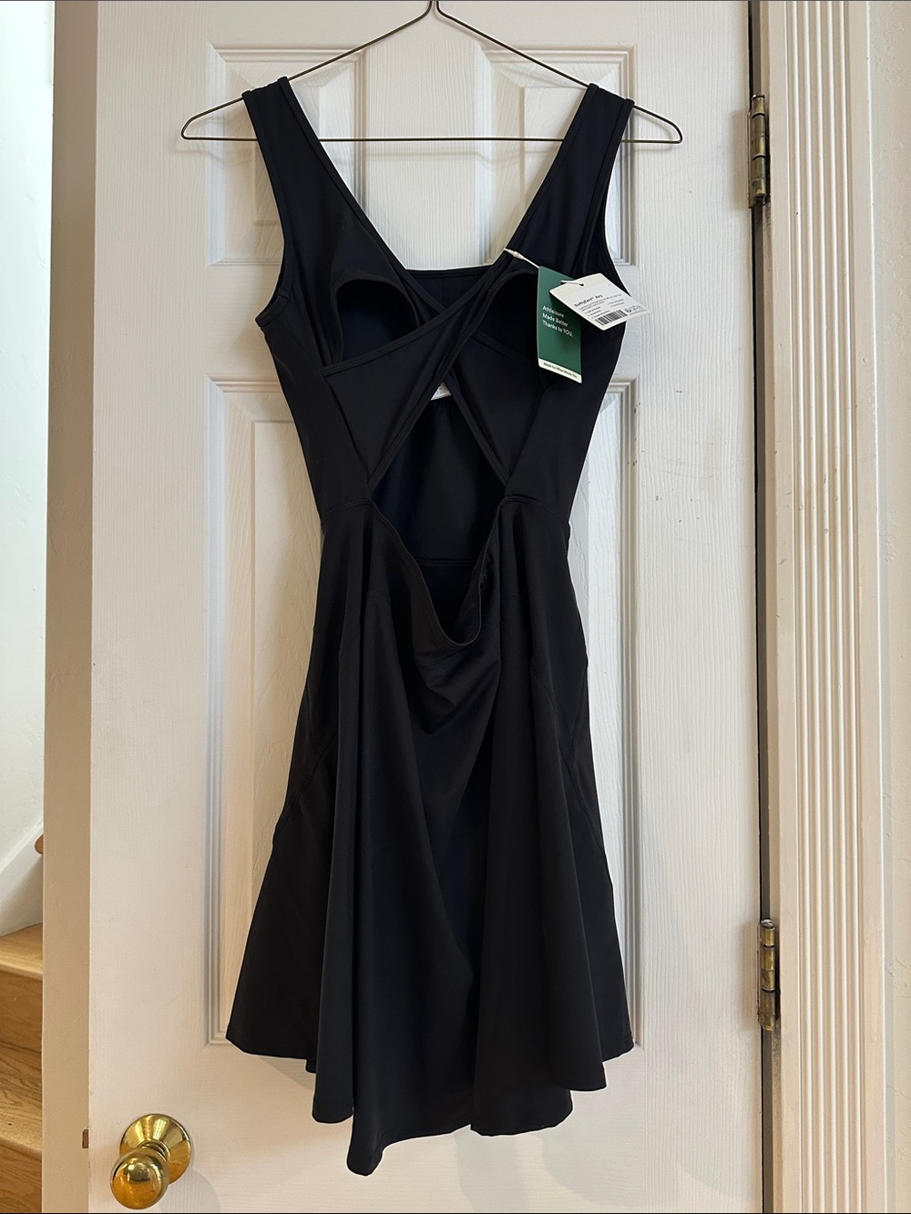 HALARA Black Open-Back Scoop-Neck Athletic Dress